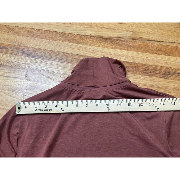 Athleta Industry Women's Dress Midi Bodycon Turtleneck Stretch Ruched M Brown - Picture 6 of 10